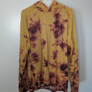 LULULEMON Men's Metal Vent Tech Pullover Hoodie Orange Red Tie Dye L Large